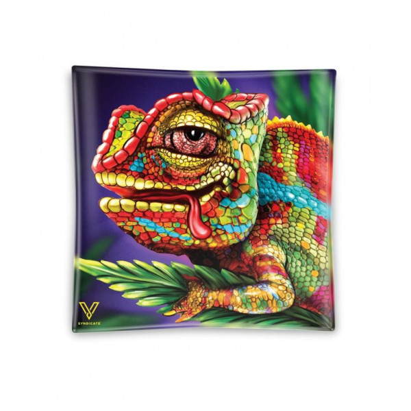 Tácek skleněný Chameleon 11x11cm