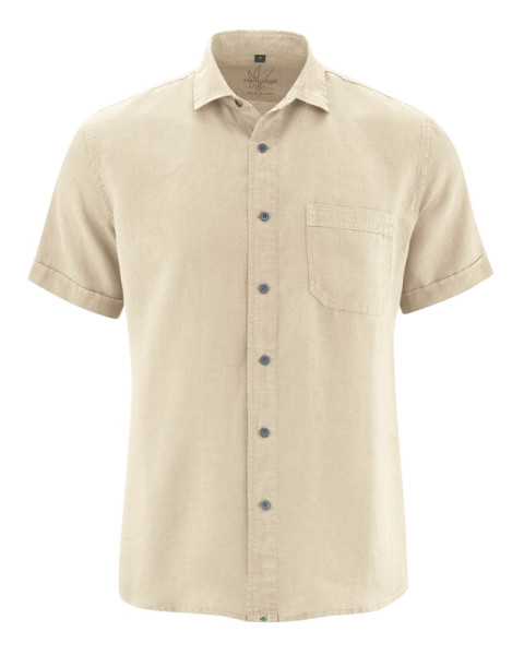 100% Konopná košile s krátkým rukávem béžová, vel.XL
