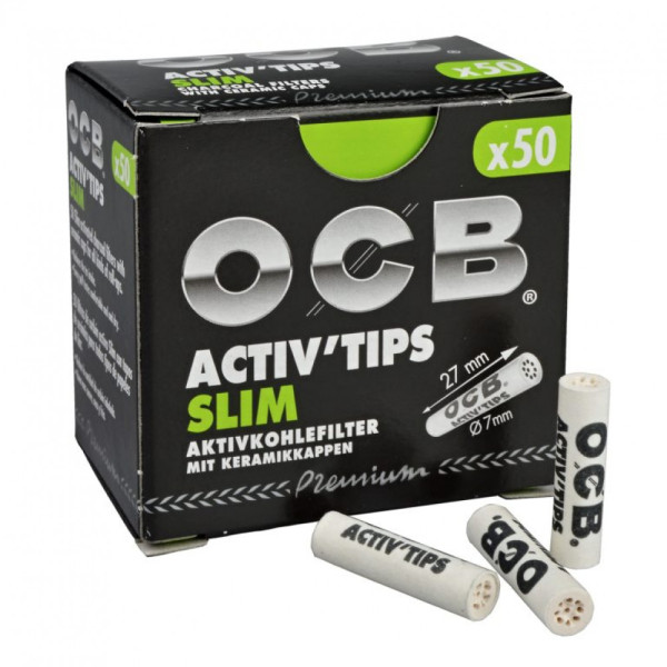 OCB Activ Tips Slim Cigaretové uhlíkové  filtry 7mm