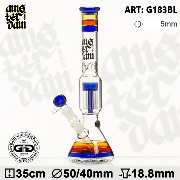 Bong sklo Grace Glass Amsterdam v1 6-Arm 35cm 7mm, modrý