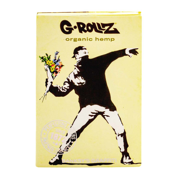 G-ROLLZ Banksys Graffiti Organic Hemp 2 papírky s filtry a podkladem 1/4